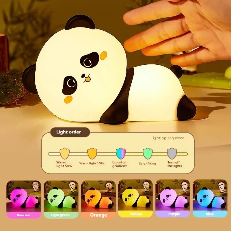LED Night Light Cute Panda Silicone Lamp 15/30/60 Min Timing Girls Baby Bedroom Nightlight Gift For Breastfeeding Nursery Decor