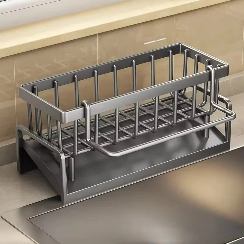 Kitchen Sink Drain Rack Organizer Thickened ABS Plastic Self-Draining Sink Shelf Soap Sponge Holder Dishcloth Rack Filter Basket