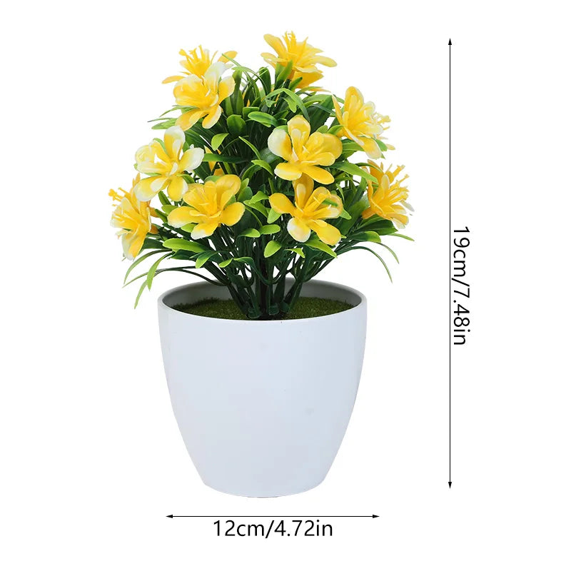 1pc Artificial Potted Plant Small Bonsai Flowers Pot Simulated Tree Ornaments Wedding Home Hotel Office Table Decor Fake Plants