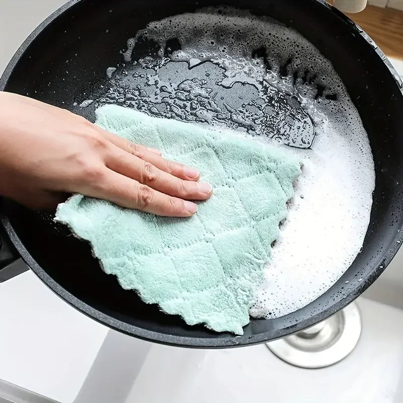 10pcs Microfiber Dish Cloths, Multi Purpose Dishwashing Towels For Tableware, Double Sided Cleaning Rags, Scouring Pads, Cleanin