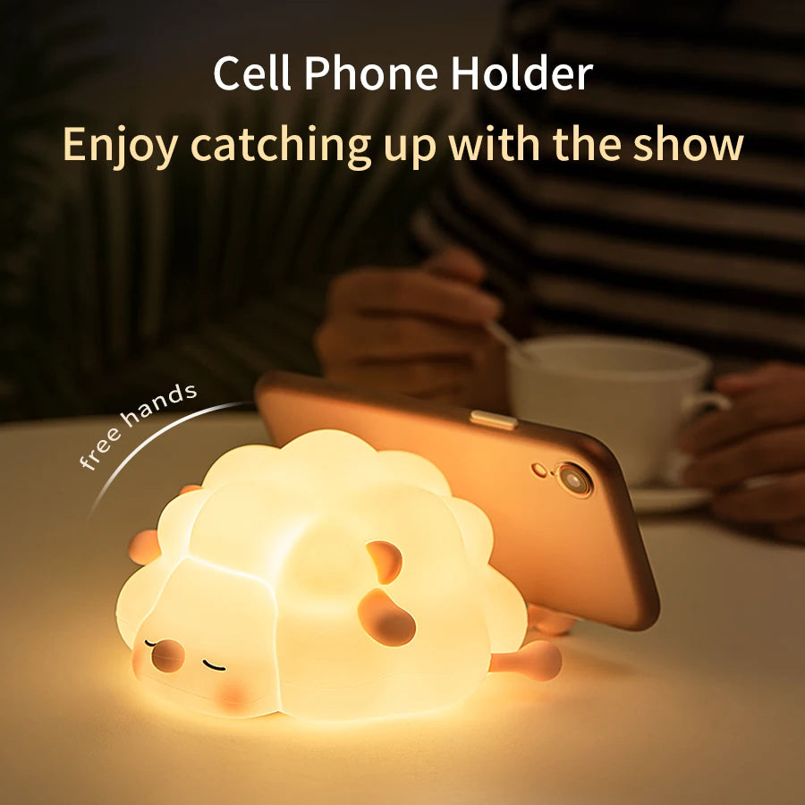 LED Night Lights Cute Sheep Panda Touch Sensor Silicone Lamp USB Rechargeable Timing Room Decor nightlight Kids Birthday Gifts
