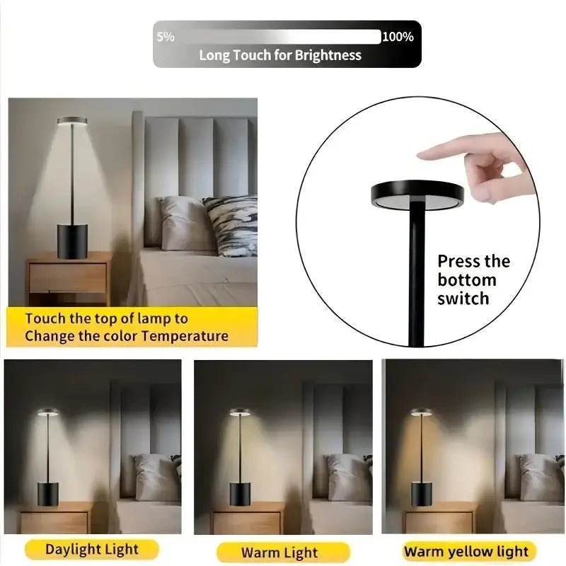 1 USB Charging LED Touch Three Color Dimmable Desk Lamp Suitable for Living Room Bedroom Dormitory Reading Light