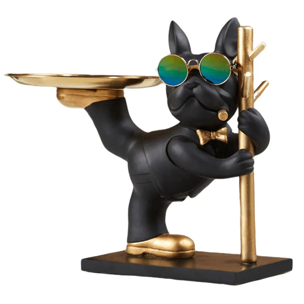 French Bulldog Sculpture Dog Statue with Tray and Keys Holder Storage Gift Home Decor Ornaments Rood Decor Animal Figurine