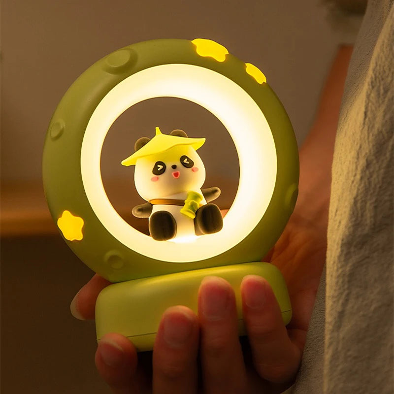 LED Night Light Panda Astronaut Bedside Sleeping Night Lights USB charging Silicone Children Gife Eye Protection Lamp Lighting