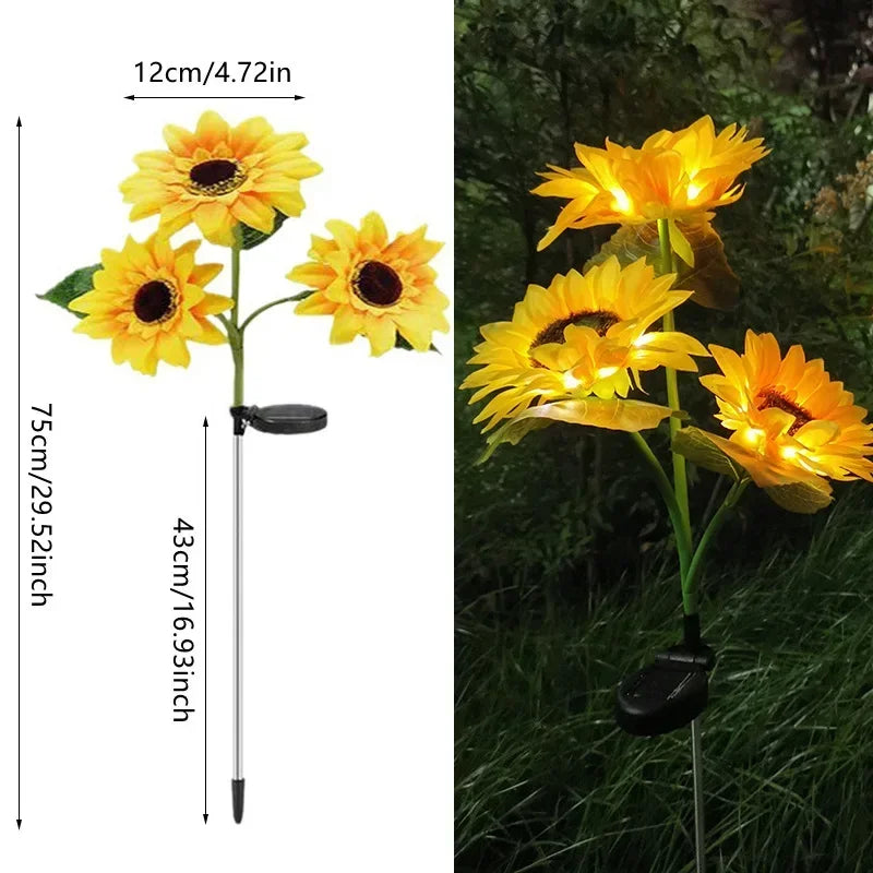 Outdoor LED Lawn Lamp Sunflower Solar Lights Ground Light Christmas Garden Party Wedding Home Courtyard Navidad Decoration