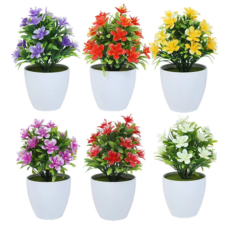 1pc Artificial Potted Plant Small Bonsai Flowers Pot Simulated Tree Ornaments Wedding Home Hotel Office Table Decor Fake Plants