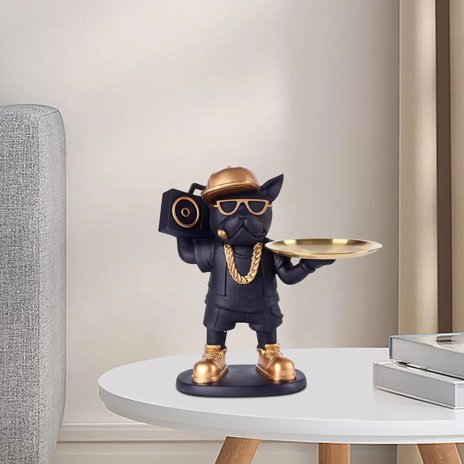 Animal Figurine Puppy Sculpture Dog Statue Storage Box Jewelry Trinket Tray for Living Room Cabinet Entryway Home Entrance
