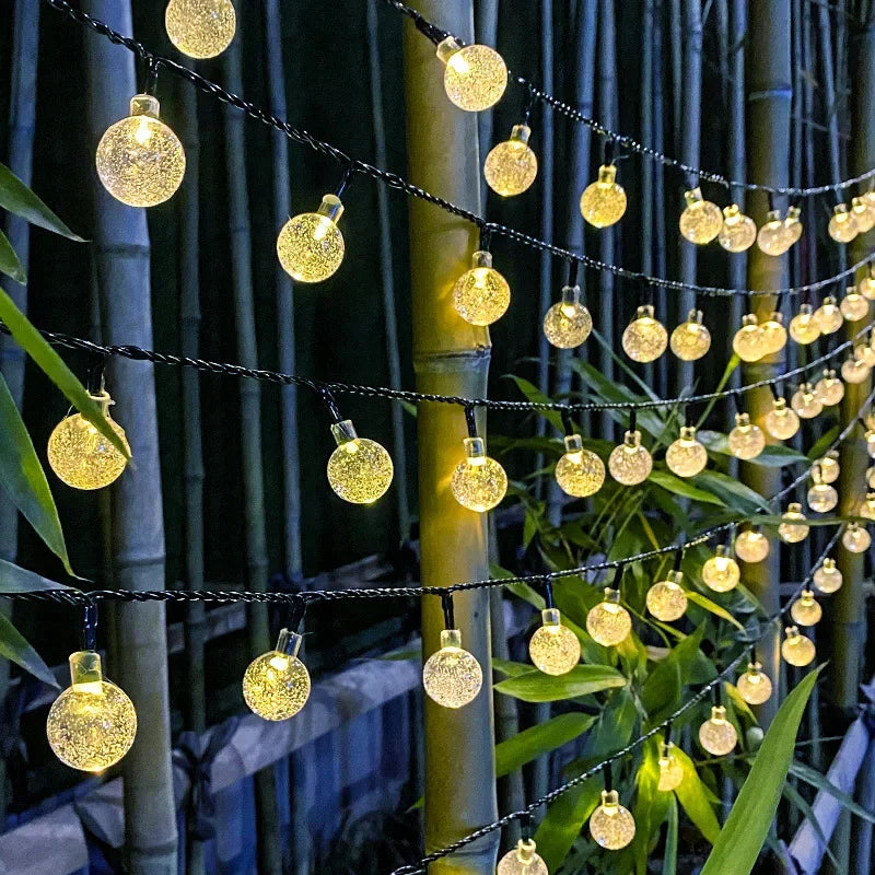 Outdoor Water Drops Outdoor Waterproof Orb Christmas Lights Patio Holiday Party Solar Bubble Balls Lamp String Lights