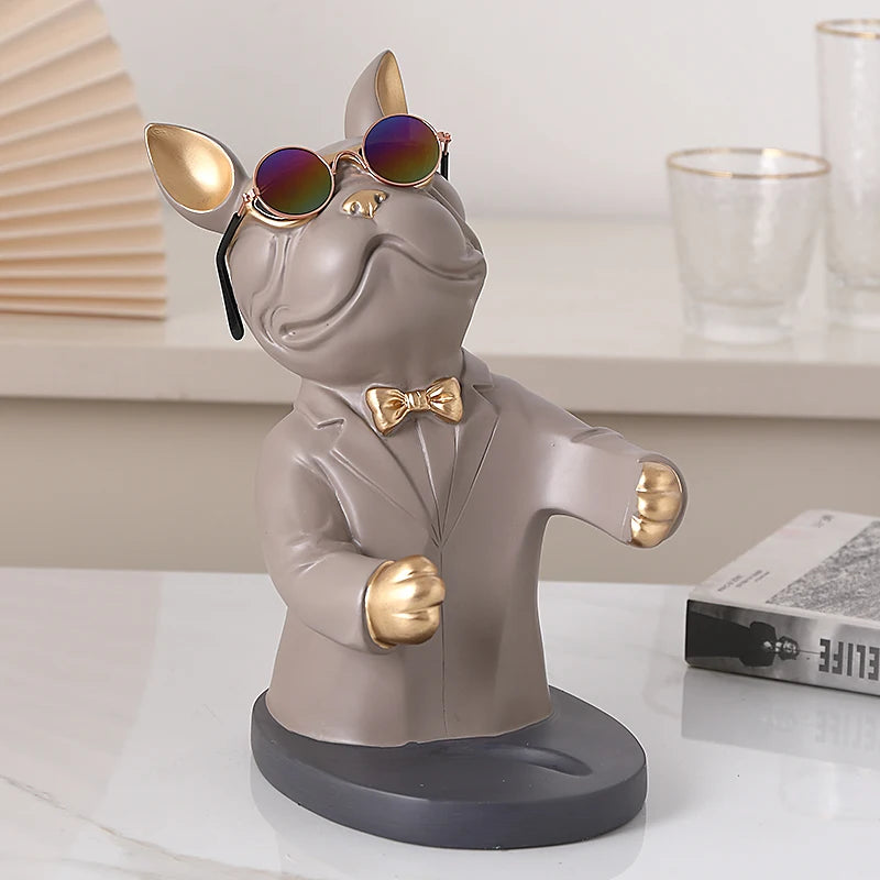 Home Decoration Animal Figurines Wine Holders Resin Craft Bulldog Statue Wine Bottle Holder Desk Table Champagne Rack Room Decor