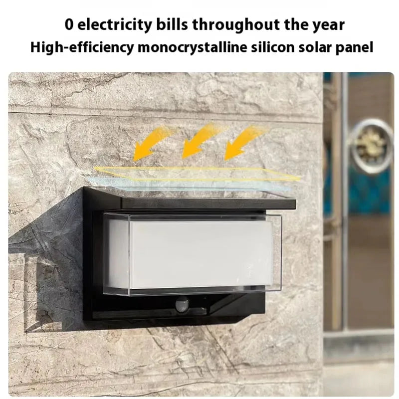 LED Outdoor Solar Porch Light with Motion Sensor Bright Fence Wall Light IP65 Waterproof for Garden Yard Balcony Garage Decor