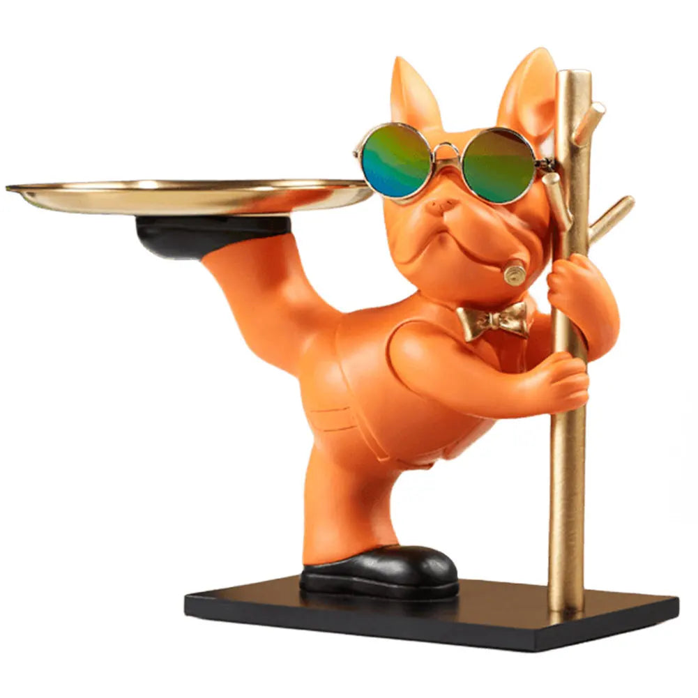 French Bulldog Sculpture Dog Statue with Tray and Keys Holder Storage Gift Home Decor Ornaments Rood Decor Animal Figurine