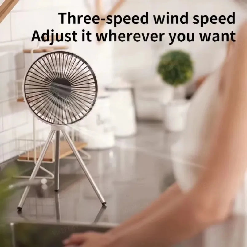 10000mAh 4000mAh Camping Fan Rechargeable Desktop Portable Circulator Wireless Ceiling Electric Fan with Power Bank LED Lighting