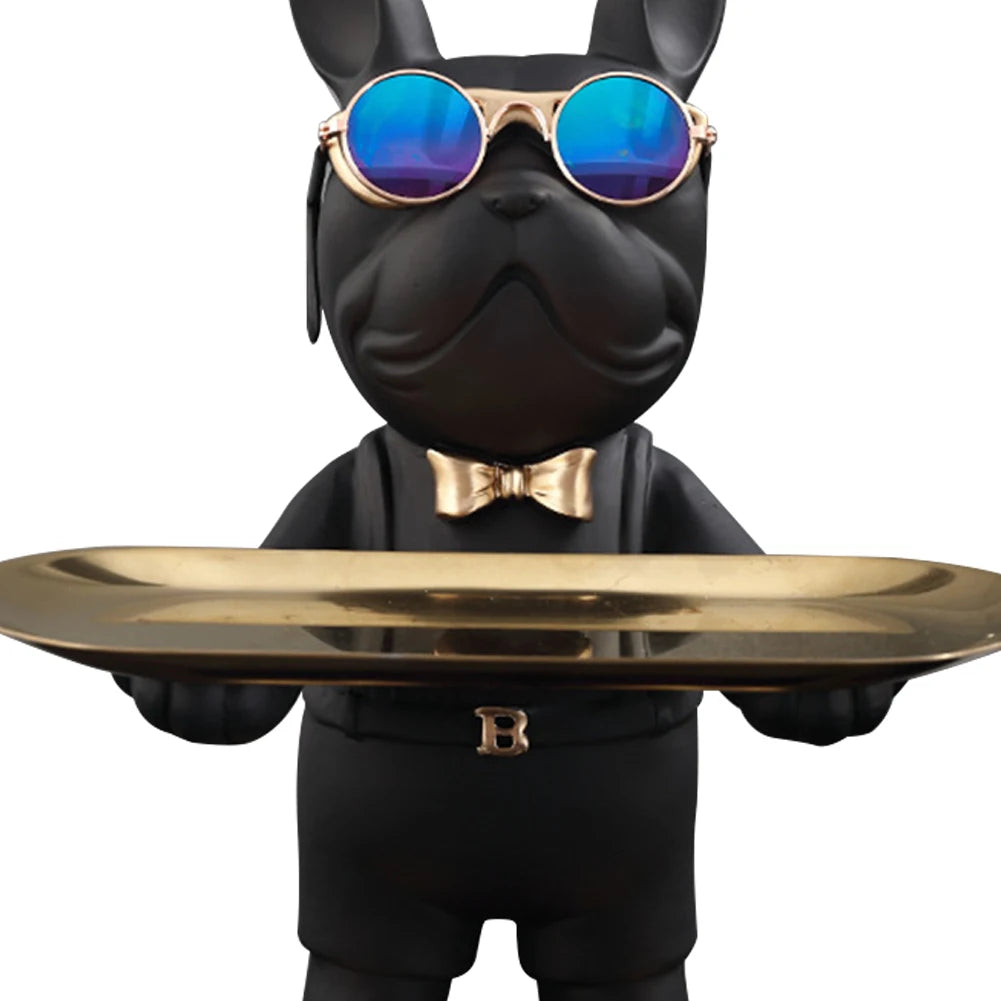French Bulldog Sculpture Dog Statue with Tray and Keys Holder Storage Gift Home Decor Ornaments Rood Decor Animal Figurine