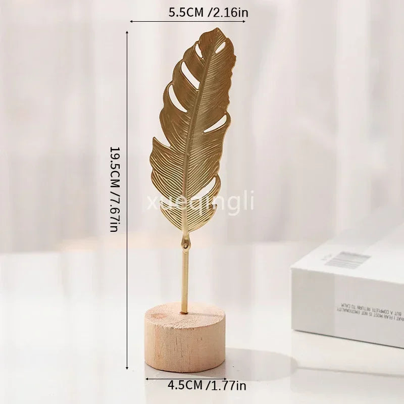 1pc Ginkgo Leaf Decoration Wooden Ornaments Miniature Figurines Office Desktop Crafts Home Decor Festival Gift Home Accessories