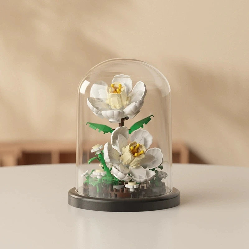 DIY MOC Flower Arrangement Dust Cover Tulip Rose Sunflower Plants Succulents Gardens Building Blocks Model Kids Sets Kits Toys