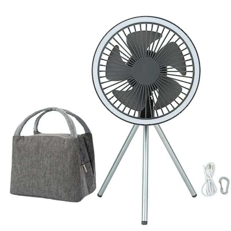 10000mAh Camping Fan Rechargeable Desktop Portable Circulator Wireless Ceiling Electric Fan with Power Bank LED Lighting