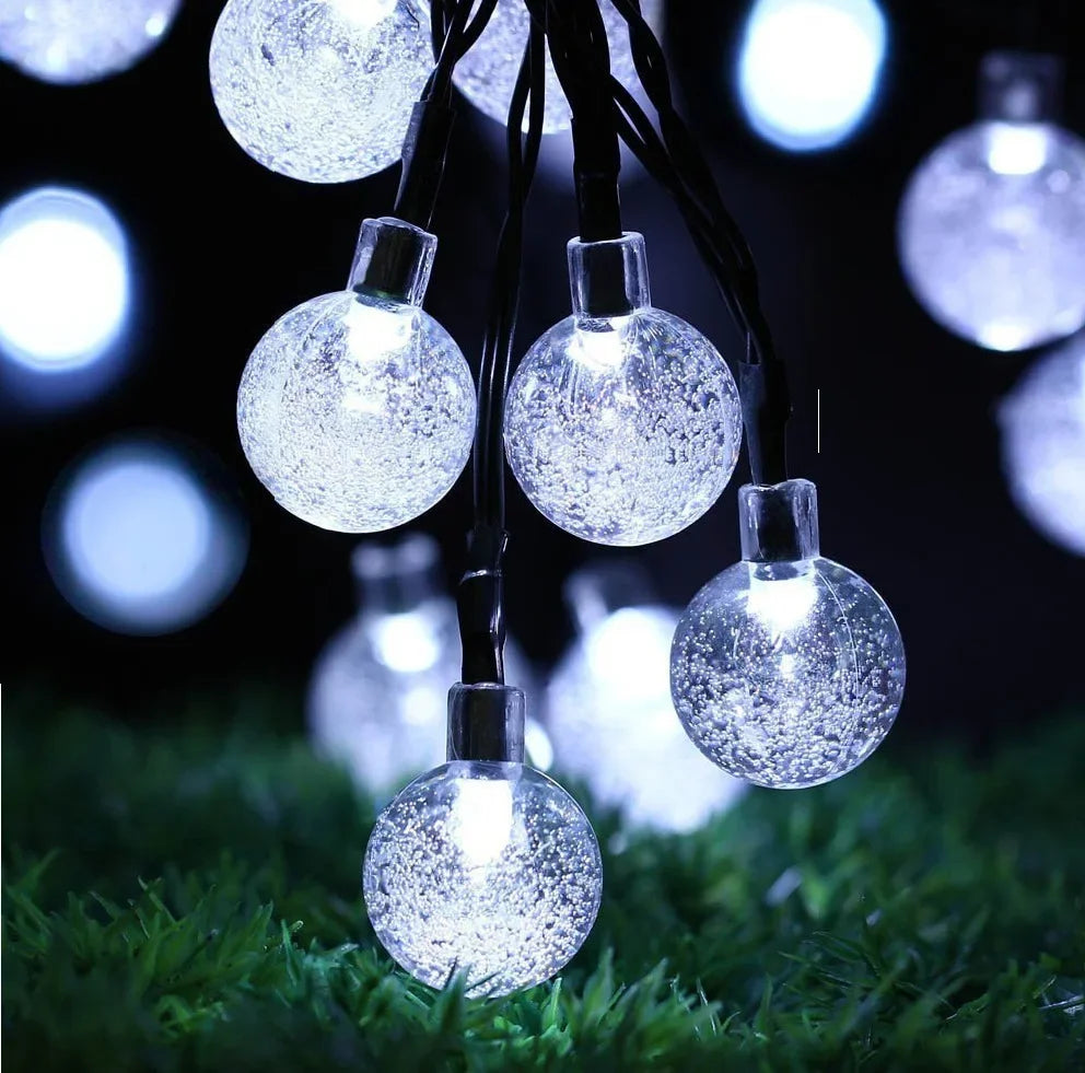 Outdoor Water Drops Outdoor Waterproof Orb Christmas Lights Patio Holiday Party Solar Bubble Balls Lamp String Lights