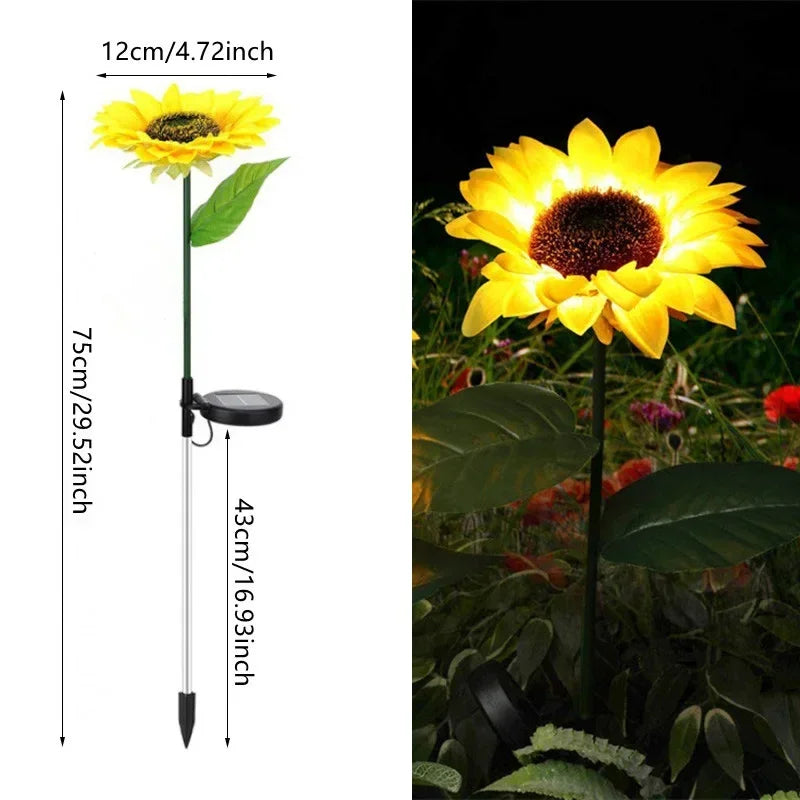 Outdoor LED Lawn Lamp Sunflower Solar Lights Ground Light Christmas Garden Party Wedding Home Courtyard Navidad Decoration