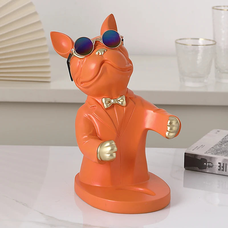 Home Decoration Animal Figurines Wine Holders Resin Craft Bulldog Statue Wine Bottle Holder Desk Table Champagne Rack Room Decor