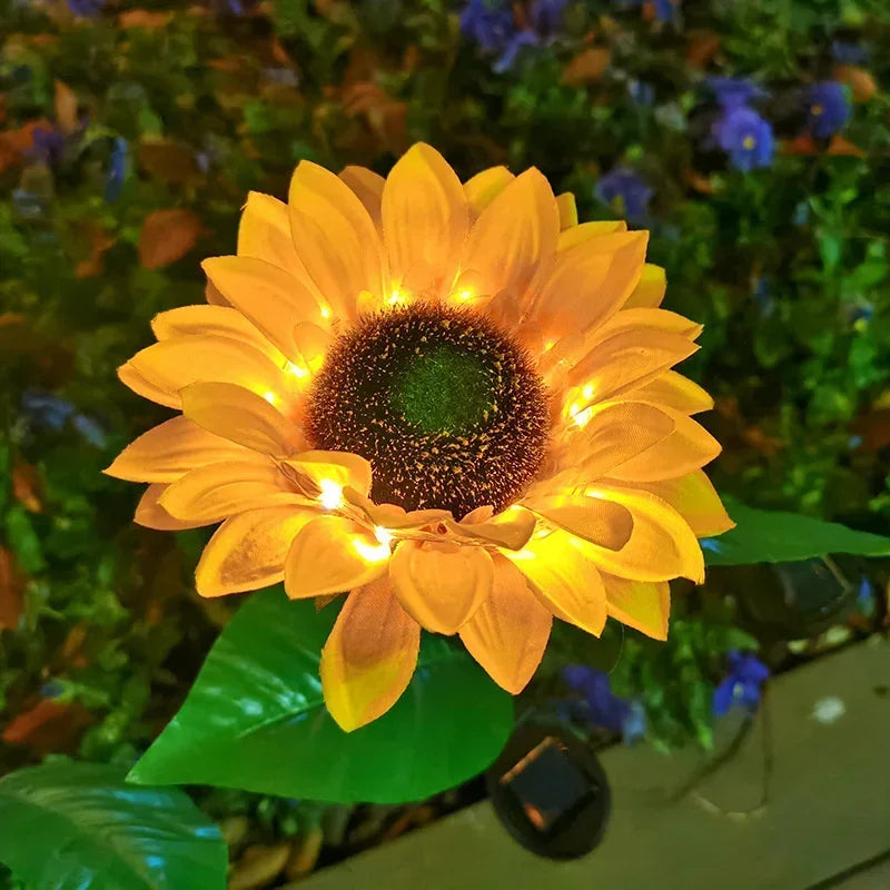 Outdoor LED Lawn Lamp Sunflower Solar Lights Ground Light Christmas Garden Party Wedding Home Courtyard Navidad Decoration