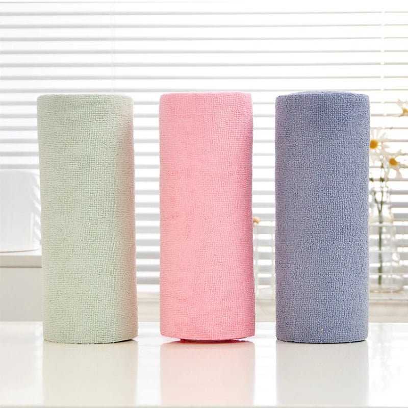 20pcs/Roll Microfiber Dish Cloths Multi Purpose Towels for Tableware Double Sided Cleaning Rags Kitchen Accessories
