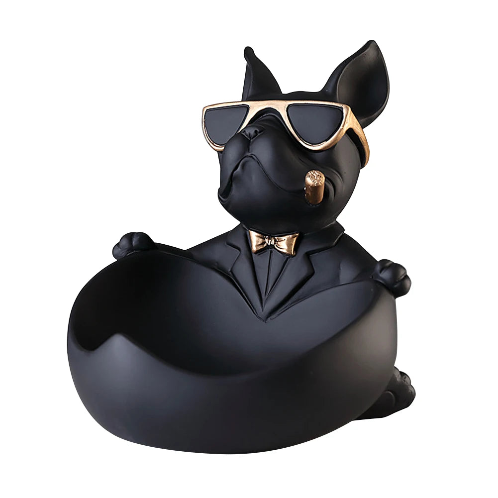 Bulldog Cool Sculpture Dog Ornament Butler Storage Box Home Decor Cool Dog Figurine Dog Statue Box Resin Cool Dog with Tray