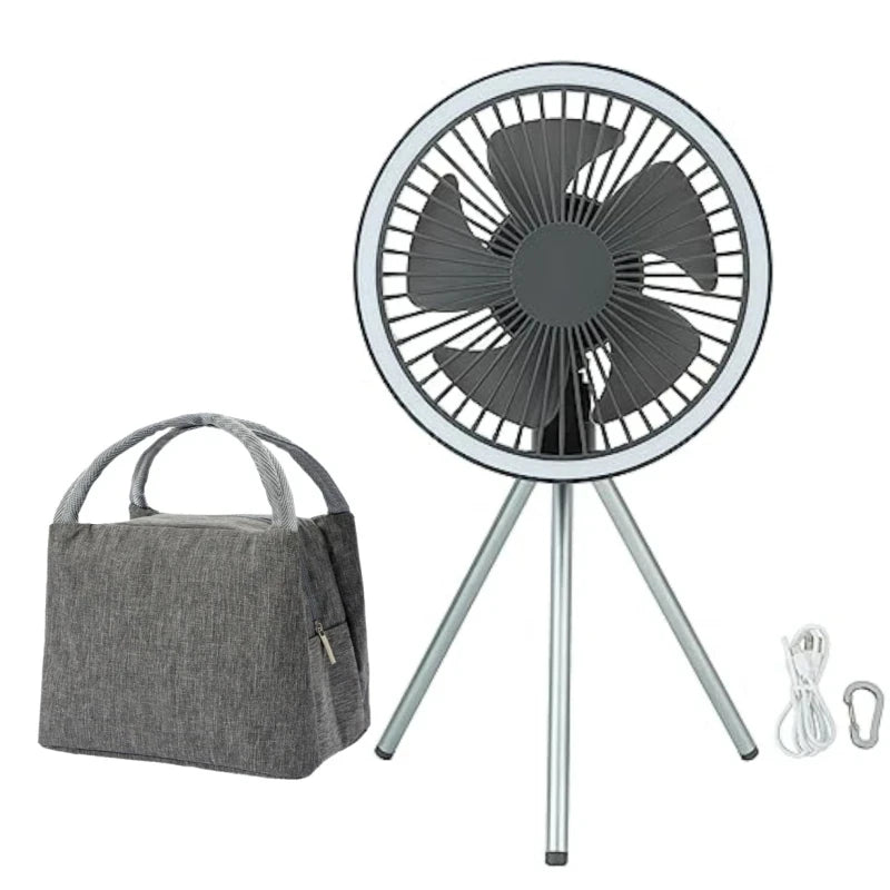 10000mAh Camping Fan Rechargeable Desktop Portable Circulator Wireless Ceiling Electric Fan with Power Bank LED Lighting
