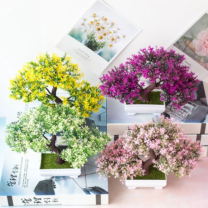 Artificial Plants Bonsai Small Tree Pots Fake Plant Flowers Potted Ornaments For Home Room Table Decoration Hotel Garden Decors
