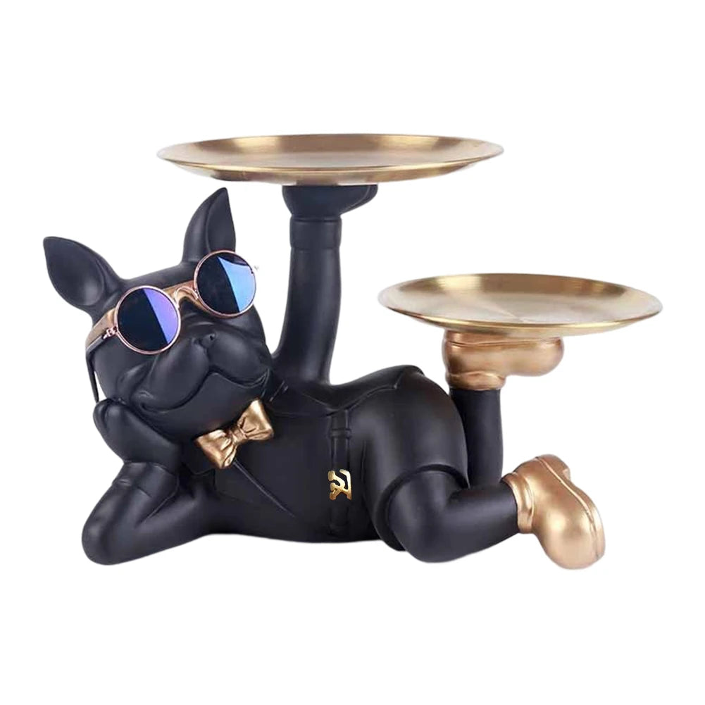 French Bulldog Sculpture Dog Statue with Tray and Keys Holder Storage Gift Home Decor Ornaments Rood Decor Animal Figurine
