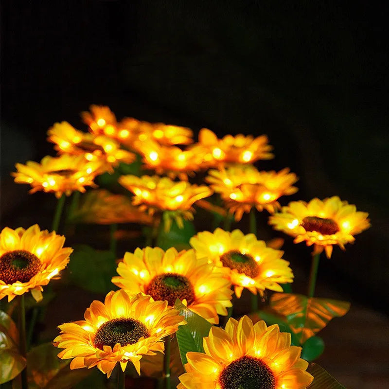 Outdoor LED Lawn Lamp Sunflower Solar Lights Ground Light Christmas Garden Party Wedding Home Courtyard Navidad Decoration