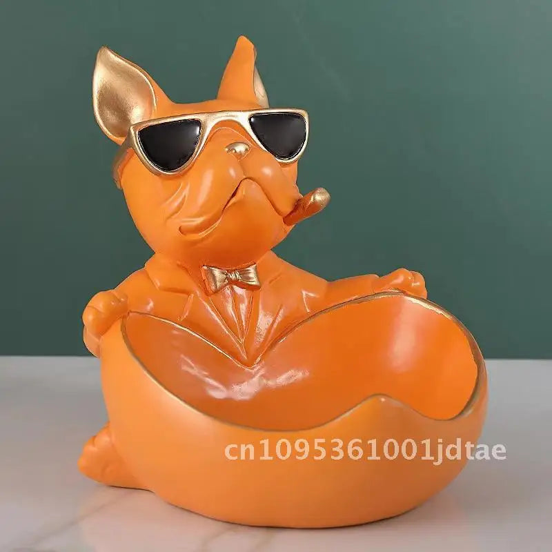 Cool Dog Figurine Statue Resin Animal Ornament Home Decor Storage Box Art Sculpture Gift