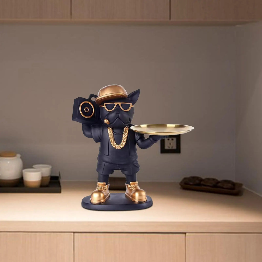 Animal Figurine Puppy Sculpture Dog Statue Storage Box Jewelry Trinket Tray for Living Room Cabinet Entryway Home Entrance