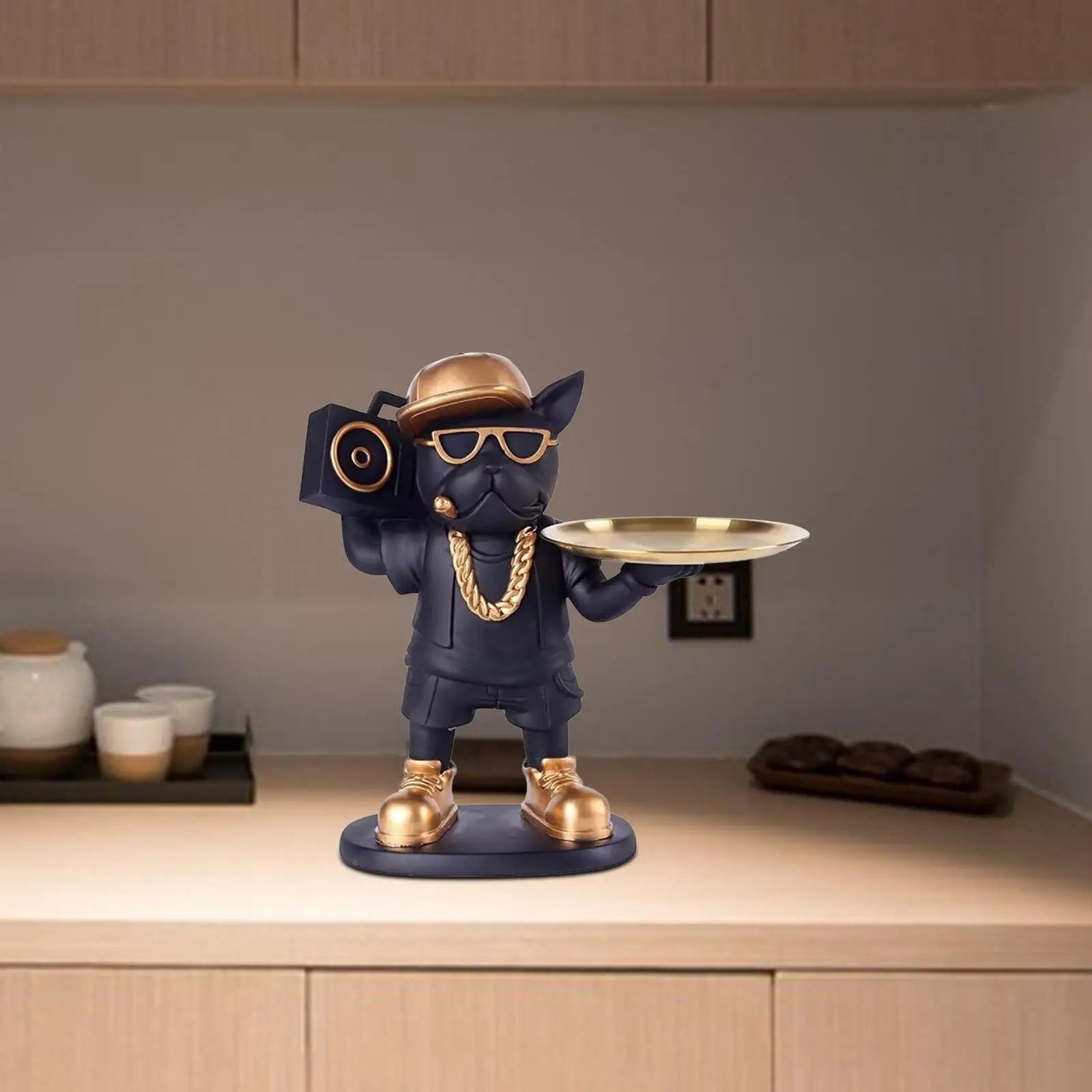 Animal Figurine Puppy Sculpture Dog Statue Storage Box Jewelry Trinket Tray for Living Room Cabinet Entryway Home Entrance