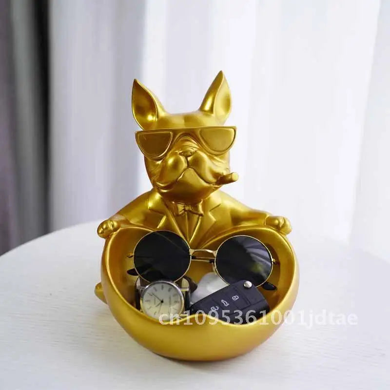 Cool Dog Figurine Statue Resin Animal Ornament Home Decor Storage Box Art Sculpture Gift