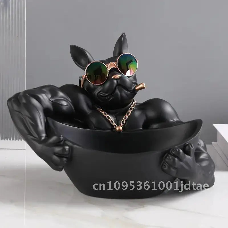 Cool Dog Figurine Statue Resin Animal Ornament Home Decor Storage Box Art Sculpture Gift