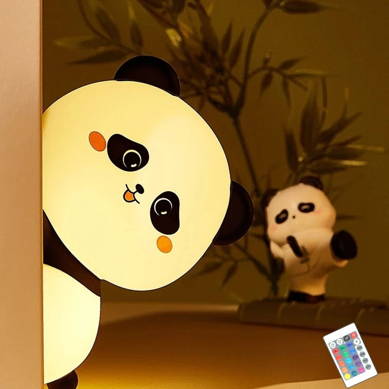LED Night Light Cute Panda Silicone Lamp 15/30/60 Min Timing Girls Baby Bedroom Nightlight Gift For Breastfeeding Nursery Decor