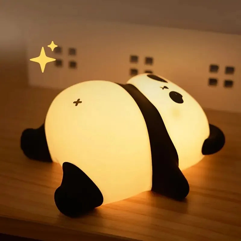 Cute Panda Silicone Patting Lamp Rechargeable Timing LED Night Light For Bedroom Bedside Room Decoration Kids Boys Birthday Gift