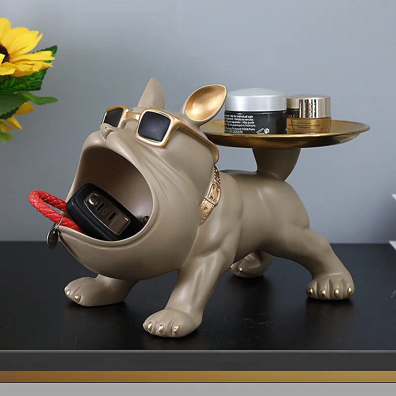 Bulldog Resin Statue Storage Box Figurine Dog Home Decor Animal Ornament Craft Art Sculpture Figurine Home Puppy Sculpture