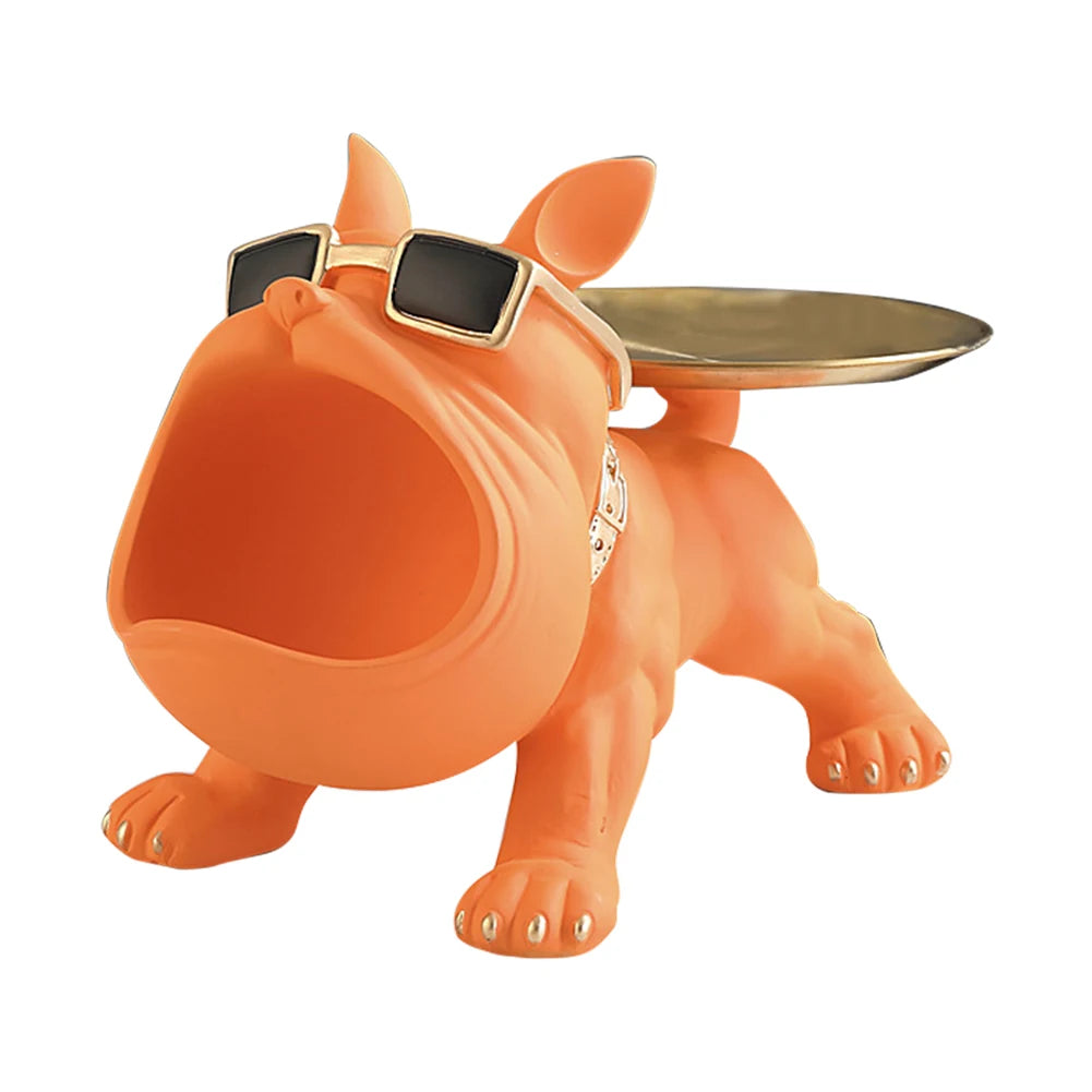 French Bulldog Sculpture Dog Statue with Tray and Keys Holder Storage Gift Home Decor Ornaments Rood Decor Animal Figurine