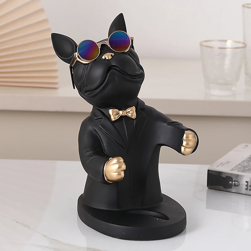 Home Decoration Animal Figurines Wine Holders Resin Craft Bulldog Statue Wine Bottle Holder Desk Table Champagne Rack Room Decor