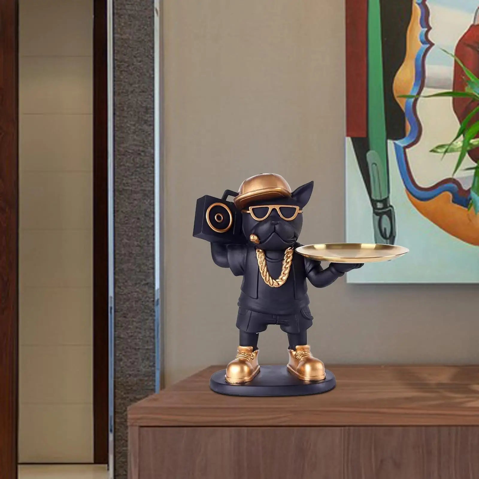 Animal Figurine Puppy Sculpture Dog Statue Storage Box Jewelry Trinket Tray for Living Room Cabinet Entryway Home Entrance