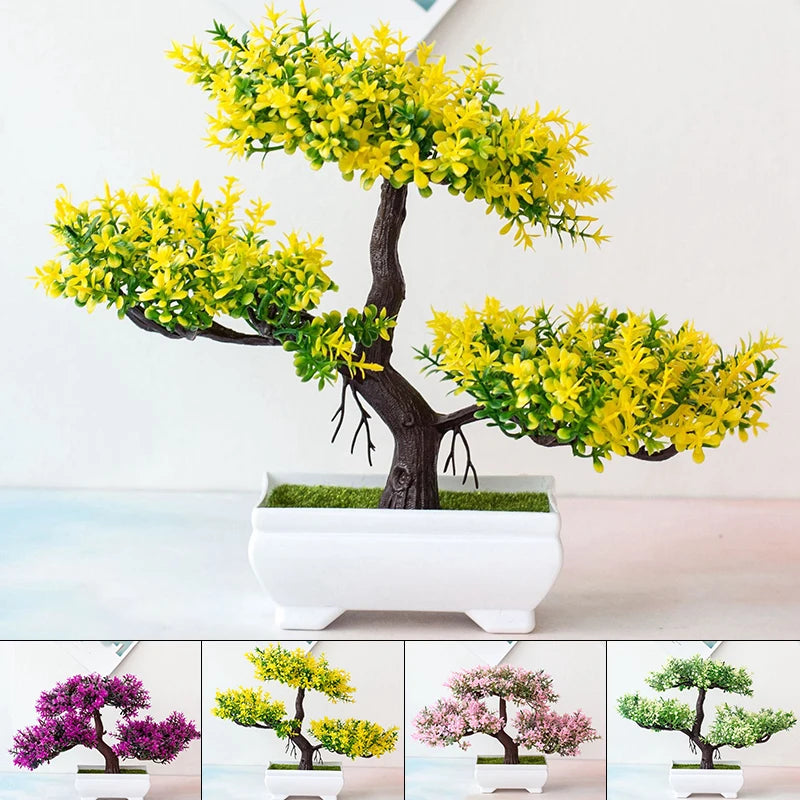 Artificial Plants Bonsai Small Tree Pots Fake Plant Flowers Potted Ornaments For Home Room Table Decoration Hotel Garden Decors