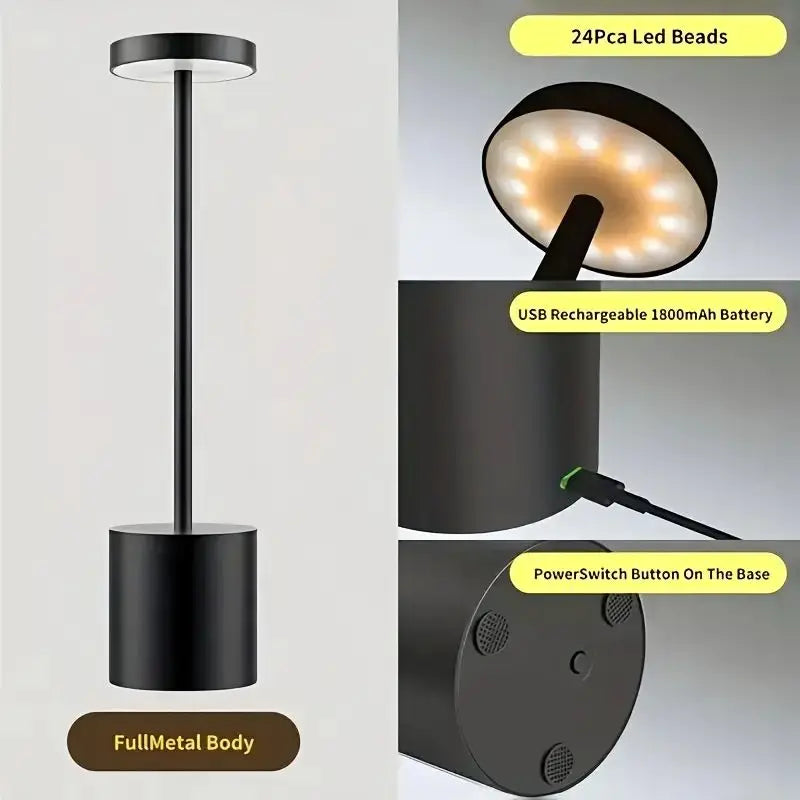 1 USB Charging LED Touch Three Color Dimmable Desk Lamp Suitable for Living Room Bedroom Dormitory Reading Light