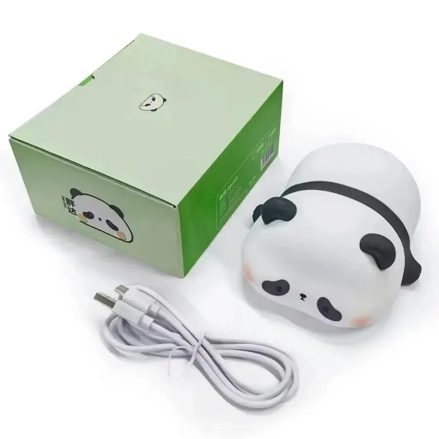 Cute Panda Silicone Patting Lamp Rechargeable Timing LED Night Light For Bedroom Bedside Room Decoration Kids Boys Birthday Gift