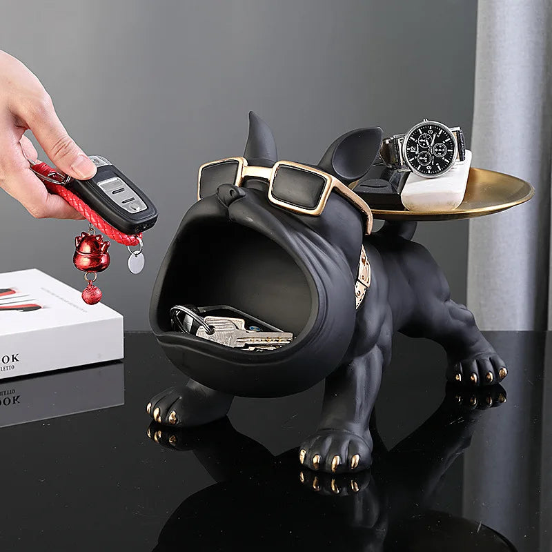 Bulldog Resin Statue Storage Box Figurine Dog Home Decor Animal Ornament Craft Art Sculpture Figurine Home Puppy Sculpture
