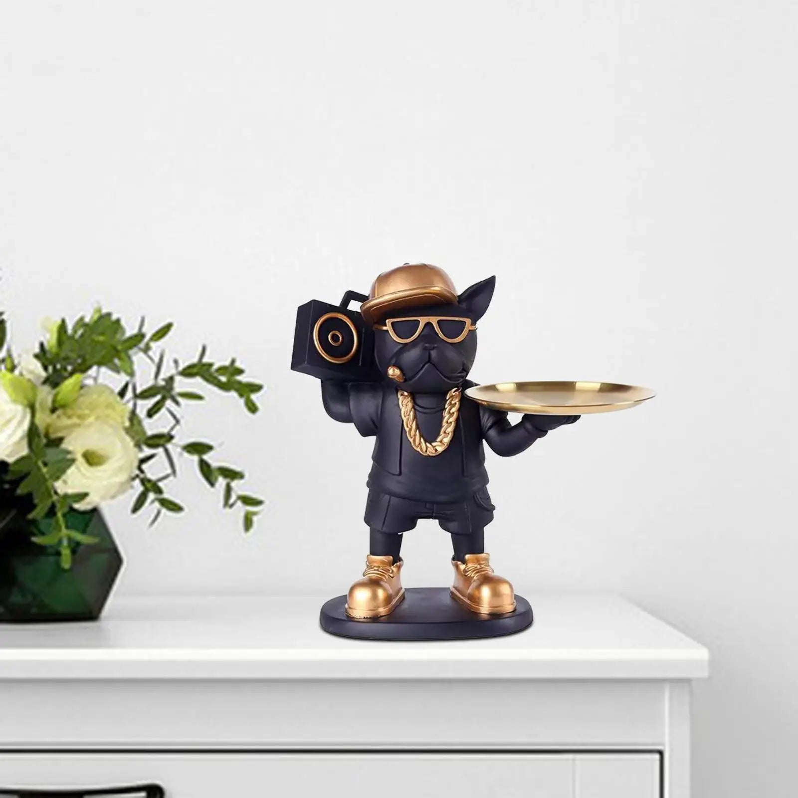 Animal Figurine Puppy Sculpture Dog Statue Storage Box Jewelry Trinket Tray for Living Room Cabinet Entryway Home Entrance