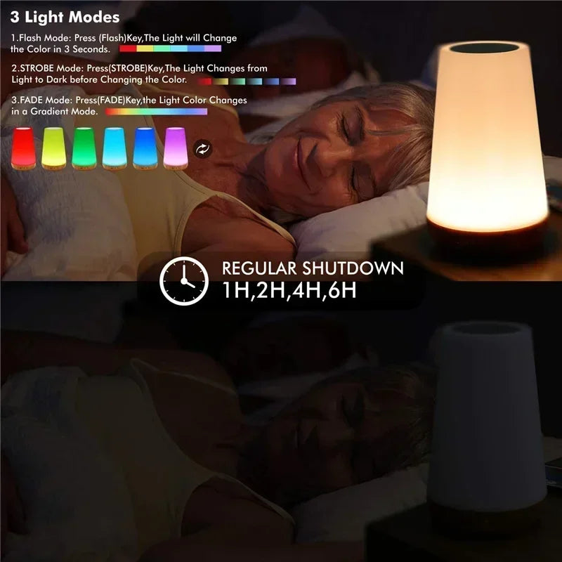 Light RGB 13 Color Changing Night  Remote Control Touch Dimmable Lamp Portable Table Bedside Lamps USB Rechargeable Night Lamp