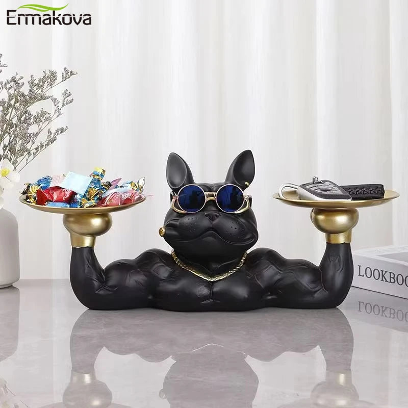ERMAKOVA New Style Cool Dog Figurine Dog Statue Storage Box Animal Ornament Resin Craft Art Sculpture Figurine Home Decoration