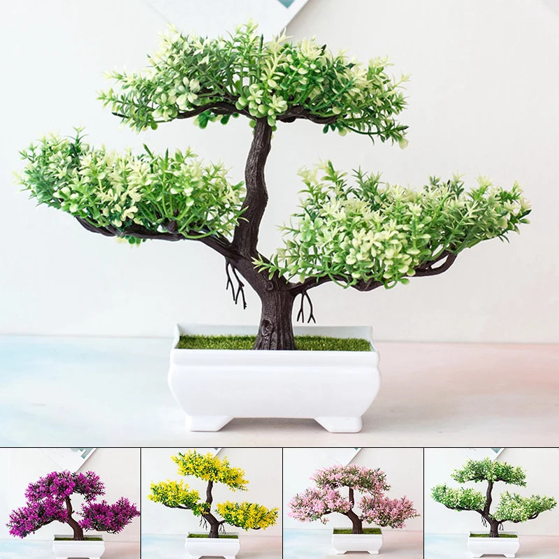 Artificial Plants Bonsai Small Tree Pots Fake Plant Flowers Potted Ornaments For Home Room Table Decoration Hotel Garden Decors