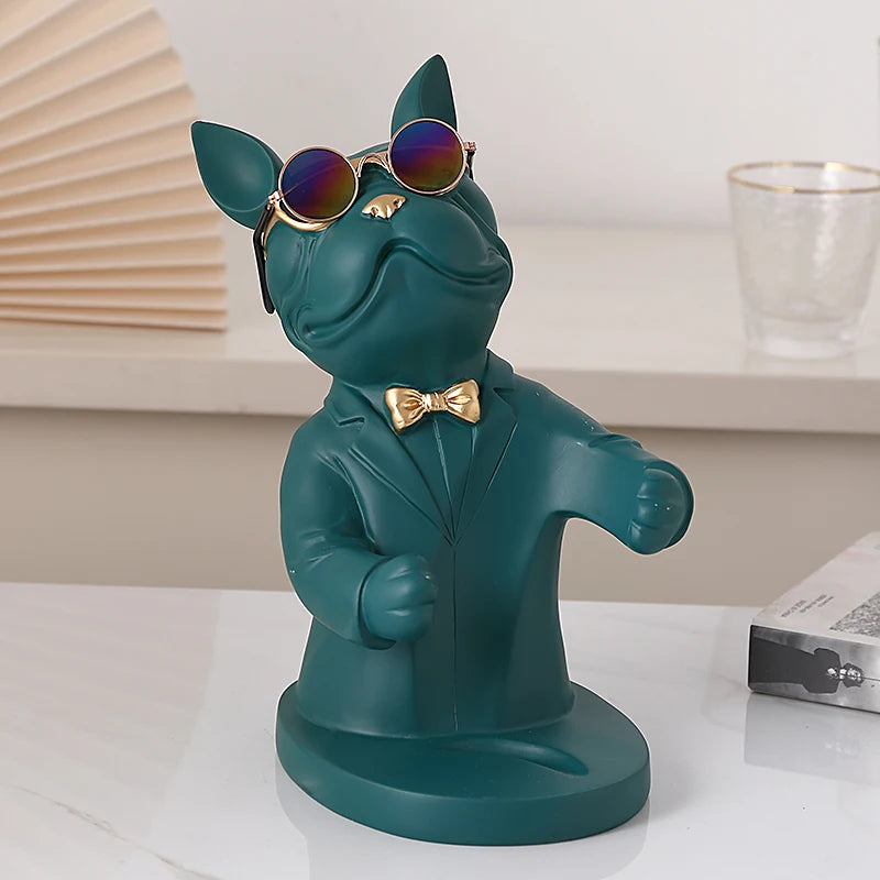 Home Decoration Animal Figurines Wine Holders Resin Craft Bulldog Statue Wine Bottle Holder Desk Table Champagne Rack Room Decor